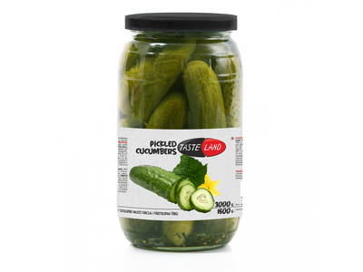 Marinuoti agurkai TASTE LAND, 9 - 12 cm, 3 kg / 1,5 kg