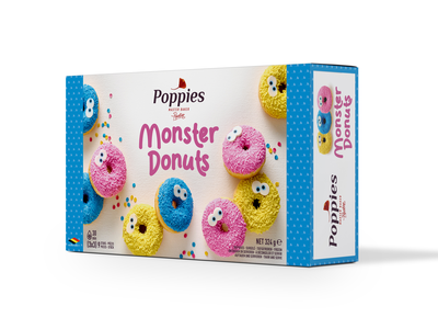 Spurgos POPPIES, Monster Donuts, (3x3) 9 vnt, 324g