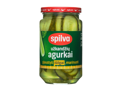 Užkandžių agurkai SPILVA (pjaustyti išilgai), 460 g