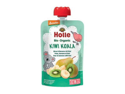 Eko  kriaušių,bananų,kivių tyrelė HOLLE KIWI KOALA, 8+ mėn., 100g