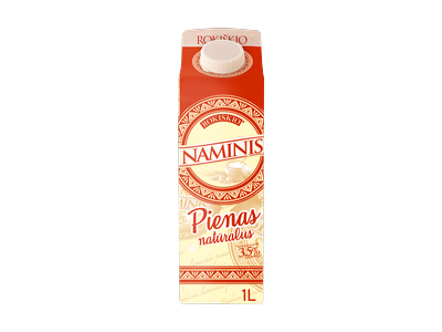 Pienas ROKIŠKIO NAMINIS, natūralus, 1 l, 3,5% Elopak (M)