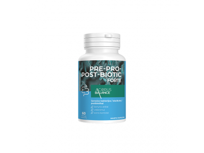 ACORUS BALANCE gerosios bakterijos PRE-PRO-POST-BIOTIC FORTE, 60 Kapsulės