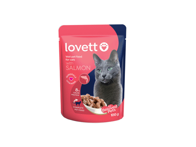 Konservuotas kačių ėdalas LOVETT su lašiša, 100 g, 100 g