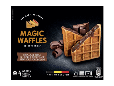 Šaldyti BELGIŠKI vafliai su šokolado įdaru, 4 x 80 g, 320 g