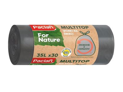 Šiukšlių maišai PACLAN Multitop, 35 l, 18 mk, užrišami (su auselėmis), tamsiai pilki, 30 vnt