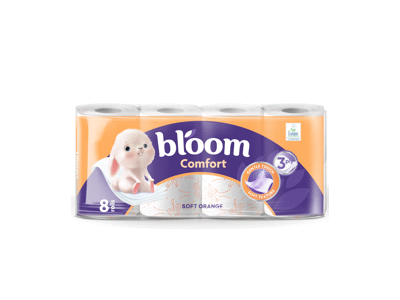 Tualetinis popierius BLOOM COMFORT SOFT ORANGE, 3 sluoksnių, 8 vnt.