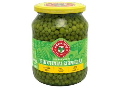 Konservuoti žalieji žirneliai KĖDAINIŲ Rinktiniai 690g/450g