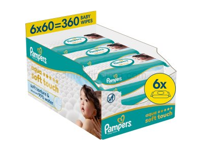 Pampers Aqua Soft Touch drėgnosios valomosios servetėlės vaikams