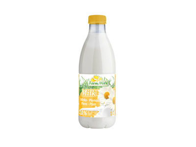 Pienas FARM MILK, 2 % rieb., 1 l