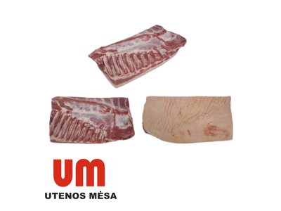 Atvėsinta kiaulienos šoninė, su oda, iškaulinta, UTENOS MĖSA, laisva fasuotė,~10 kg