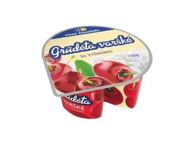 GRŪDĖTA varškė  su vyšniomis, 7 % rieb., 150 g