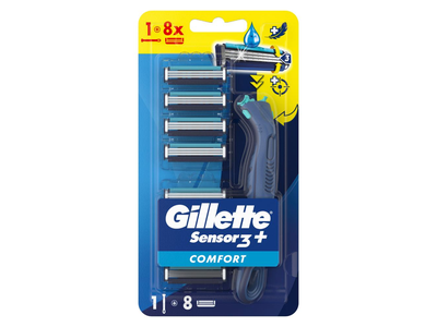 Skustuvas GILLETTE SENSOR 3+ Comfort, +8 galvutės