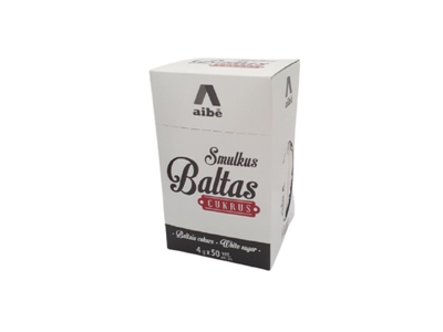 Baltas cukrus AIBE, pakeliais po 4 g, 50 vnt.