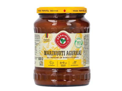 Marinuoti agurkai su medumi ir garstyčiomis KĖDAINIŲ, 340 g