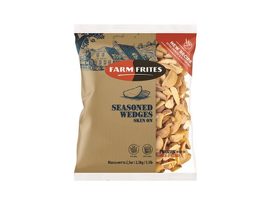 Bulvių skiltelės FARM FRITES, su lupena, be gliuteno su prieskoniais, 2,5 kg