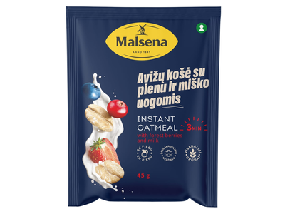 Avižinė košė su pienu ir uogom. MALSENA, 45 g