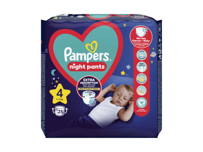 Sauskelnės-kelnaitės PAMPERS Night Pants, Value Pack, 4 dydis, 25 vnt.