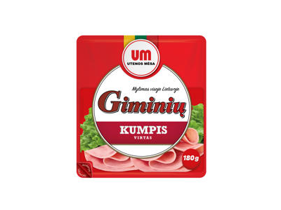 Virtas pjaustytas GIMINIŲ kiaulienos kumpis, I r., 180 g