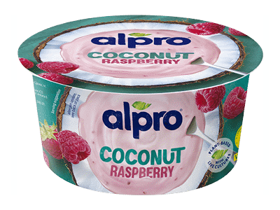 Fermentuotas kokosų produktas ALPRO, aviečių skonio, 120 g