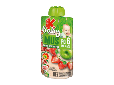Obuolių ir braškių tyrelė su vitaminu C nuo 6 mėn., Kubuš baby, 120g