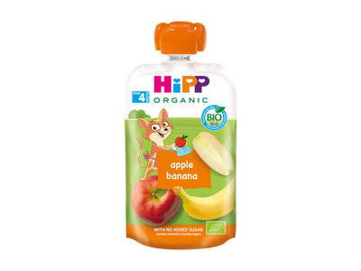 Ekologiška obuolių, bananų tyrelė HIPP (nuo 4 mėn.), 100 g