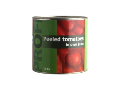Pomidorai be odelės PROFI, savo sultyse, 2,5 / 1,5 kg