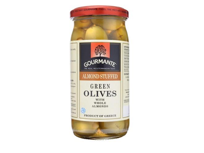 Alyvuogės GOURMANTE, žaliosios, įdarytos migdolais, 370 ml / 210 g