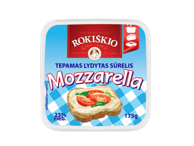 Tepamasis lydytas sūrelis ROKIŠKIO MOZZARELLA, 23 % rieb., 175 g