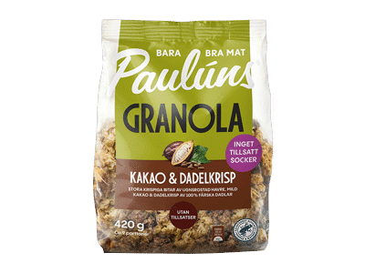 Granola su kakava ir datulių traškučiais PAULUNS, 420 g