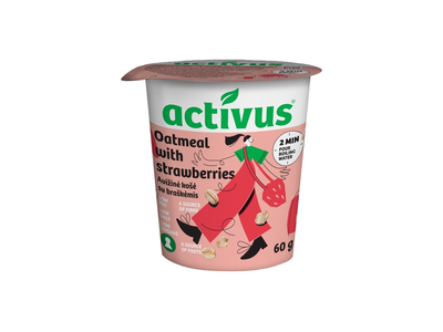 Avižinių dribsnių košė ACTIVUS (su braškėmis), 60 g