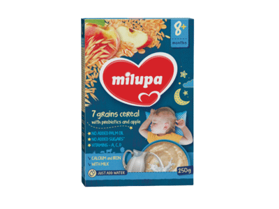 Pieniška grūdų košė MILUPA su ob. ir prebiotik., nuo 8 mėn., 250 g