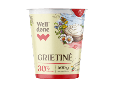 Grietinė WELL DONE, 30 % rieb., 400 g