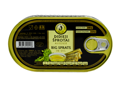 Didieji šprotai aliejuje, 190 g