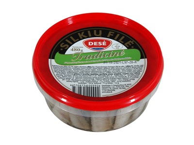 TRADICINĖ silkių filė su marin.svogūnais ir krapais (aliej.), 480 g