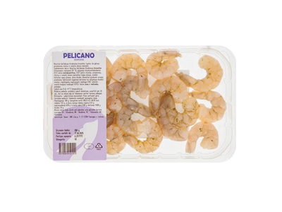 Pelicano atitirpintos baltakojės blyškiosios krevetės žaliojo sviesto skonio marinate, 350g, ASC (be galvų, be kiauto, 40/50)