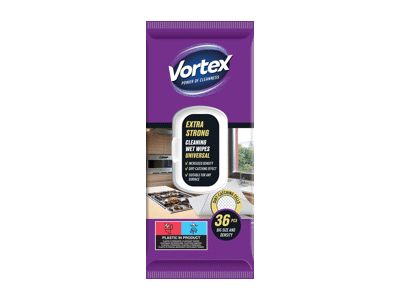 Drėgnosios servetėlės VORTEX EXTRA STRONG UNIVERSAL, 36 vnt.