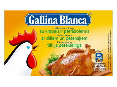 Vištienos sultinys GALLINA BLANCA su krap.ir petraž.(8 kub.), 80 g