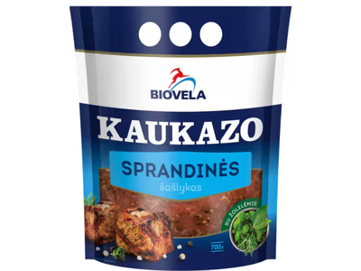 BIOVELA marinuotas Kaukazo kiaulienos sprandinės šašlykas su žolelėmis, 700g