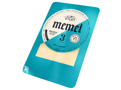 Kietasis sūris MEMEL Prussia 3 mėn., 45%, RSM, riekutėmis, 0,15 kg