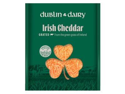 Čederio sūris DUBLIN DAIRY, airiškas raudonasis, tarkuotas, 150 g