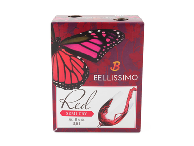Raudonasis pusiau sausas vynas BELLISSIMO, 3l