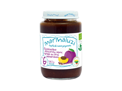 Ekologiška džiovintų slyvų tyrelė MARMALUZI (nuo 6 mėn.), 190 g