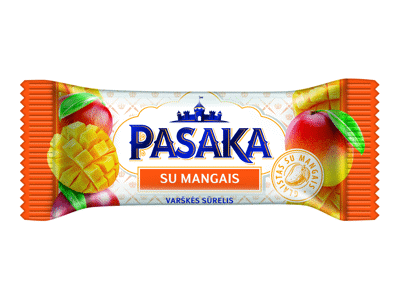 Glaistytas varškės sūrelis PASAKA su mangais, 20 %, 40 g