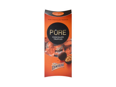 Juodojo šokolado PURE CHOCOLATE triufeliai su likerio COINTREAU įdaru, 108 g
