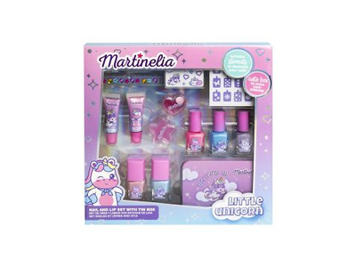 MARTINELIA LITTLE UNICORN vaikų nagų ir lūpų rinkinys su skardine dėžute