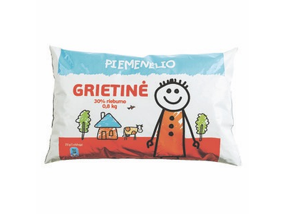 PIEMENĖLIO grietinė, 30% rieb., 0,8 kg