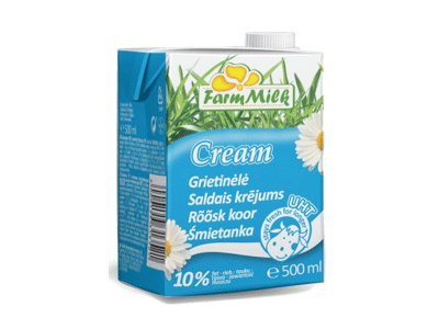 UAT grietinėlė FARM MILK, 10 % rieb., 500 ml