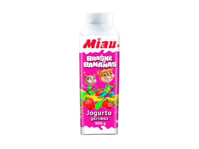 	Jogurto gėrimas MIAU su braškėmis ir bananais, 1,4 % rieb., 500 g