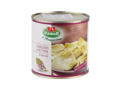 Artišokai VIANDER, pjaustyti, vandenyje, 1,35/2,5 kg