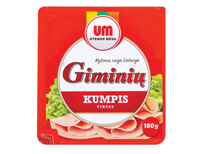 Virtas Giminių kiaulienos forminis kumpis GRIEŽ., 180 g Pirma rūšis
